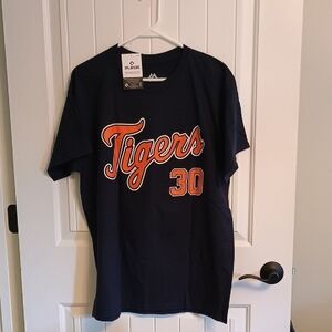 NWT Mens Large MLB Detroit Tigers Navy Graphic Tee with Number 30 "Carpenter"